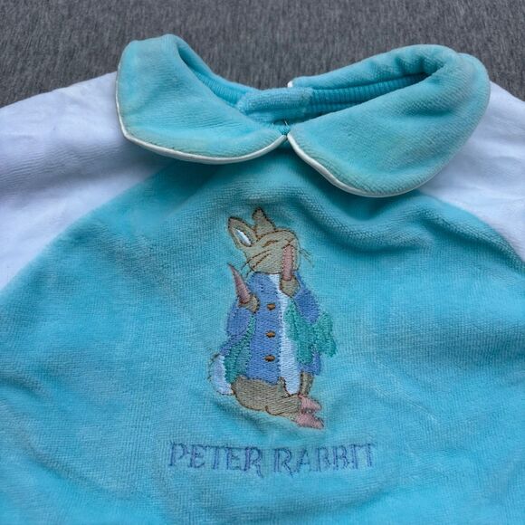 Vintage Peter Rabbit Velour One Piece Footed Outfit - Picture 2 of 7